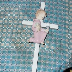 Vintage 1985 Girl's First Communion Cross Fine Porcelain By Roman, Inc.